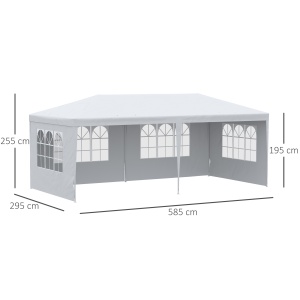 Foișor de Grădină cu Pereți Laterali Demontabili, 4 Ferestre și 12 Orificii de Drenaj, 5.85x2.95x2.55 m, Alb - Img 3