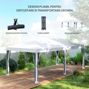 Foisor de gradina cu plasa de tantari, alb, 3x6m - Img 5