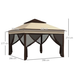 Foisor Pop Up 3 x 3m Cu Plasa, Bej - Img 3