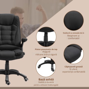 Fotoliu de masaj pentru birou sau acasa cu inaltime reglabila, 6 puncte de masaj si incalzire, 67L x 74P x 107-116Acm, negru - Img 9