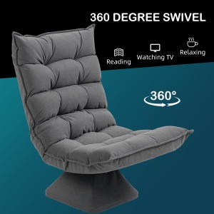 Fotoliu de Podea Relaxant Rotativ 360° cu Spătar Reglabil în 5 Poziții, 62x70x95 cm, Gri - Img 5
