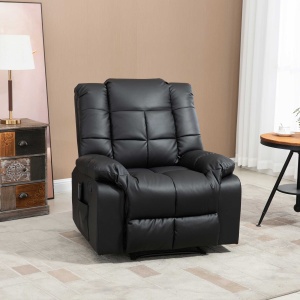 Fotoliu de Relaxare cu Masaj din Piele Artificiala, Fotoliu Ergonomic cu 8 Puncte de Masaj si Rabatabil 165°, Gri - Img 2