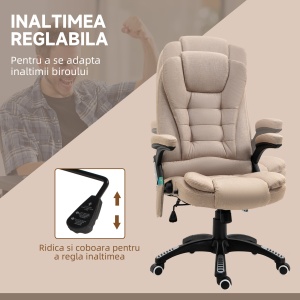 Fotoliu Masaj Bej – 6 Puncte, incalzire & inaltime Reglabila - Img 4