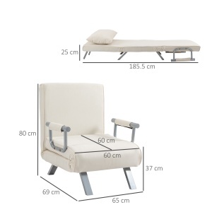 Fotoliu Pat 2-in-1, Design Modern cu Spatar Reglabil - Img 3
