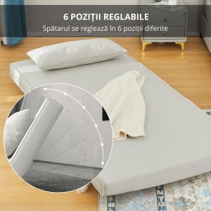 Fotoliu Pat 3 in 1 cu Spatar Rabatabil, Bej - Img 4