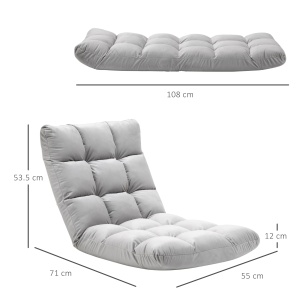 Fotoliu Relax pentru Podea – Spatar 180°, Gri Deschis - Img 3
