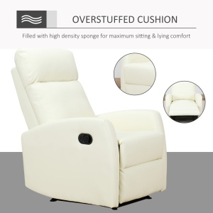 Fotoliu Relax Rabatabil Ergonomic Piele Sintetica 65 × 92 × 100cm Crem - Img 5