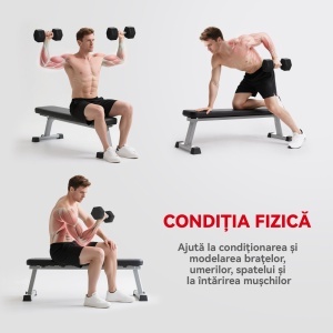 Gantera hexagonala de 20kg din otel si cauciuc pentru antrenament in sala de sport, acasa si la birou, negru - Img 7