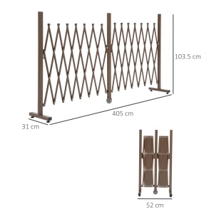 Gard Extensibil Autoportant, Grilaj Flexibil din Oțel și Aluminiu, Pliabil, 52-405 cm, Maro Închis - Img 3