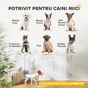 Gard Extensibil pentru Câini 0-140x86.5cm cu Blocare Automată Alb - Img 9