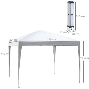 Gazebo Pliabil pentru Grădină - Alb, 2.95x2.95m, cu Accesorii Incluse - Img 3
