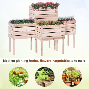 Ghiveci de Gradina Ridicat cu 4 Ghiveci pentru Plante de 50x30x60cm din Lemn - Img 7