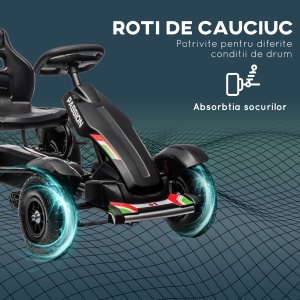Go-Kart cu Pedale din PP și Metal cu Frână de Mână Negru - Img 6