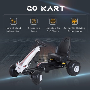 Go-Kart cu Pedale pentru Copii, Alb si Negru - Img 5