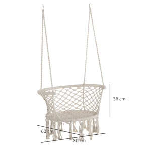Hamac de gradina Boho Chic Scaun Suspendat pentru Interior si Exterior Crem - Img 3