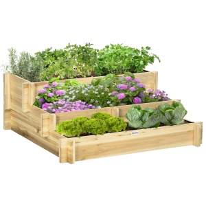 Jardiniera 3 Niveluri din Lemn de Brad – Cultivare Usoara in Gradina - Img 1