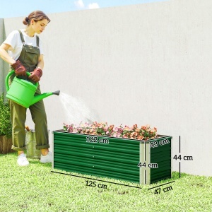Jardinieră de grădină fără bază, cu 2 zone de cultivare, din oțel, 125x47x40 cm, verde - Img 3