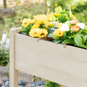 Jardiniera din lemn pentru gradina, 123x54x74cm, maro - Img 9
