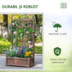 Jardiniera Lemn Exterior 90×45×180 cm – Suport & Grilaj pentru Plante Catatoare - Img 6