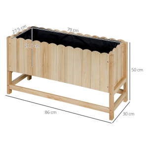 Jardiniera pentru exterior, verticala si de dimensiuni reduse din lemn de brad cu orificiu de scurgere si protectie interioara, 86x30x50 cm, culoarea lemnului - Img 3