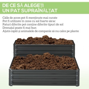 Jardiniera pentru Plan de Cultivare inaltat pe 2 Niveluri din Otel, Jardiniera Supraetajata cu Parte Inferioara Deschisa - Img 6