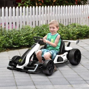 Kart electric pentru copii scaun reglabil Drift Go-kart claxon lumini muzica alb pentru copii pentru plimbare pentru distractie echilibru - Img 2