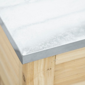 Ladă de Depozitare Exterior din Lemn cu Capac din Metal Galvanizat și Design cu Șipci 110x50x50 cm Culoare Naturală - Img 8