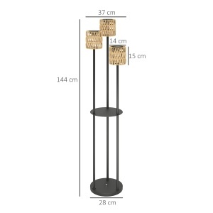 Lampă de Exterior cu 3 Lumini, Raft Central și Bază Rotundă, Ø37x144 cm, Negru - Img 3