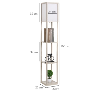 Lampa de Podea cu 3 Polite Integrate Cuplare E27 Putere 40W Stejar - Img 3
