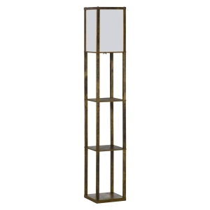 Lampă de Podea cu 3 Rafturi Integrate, Design Modern din MDF, 26x26x160 cm, Lemn Natural - Img 1