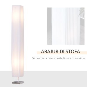 Lampă de Podea cu Design Modern pentru Living, 14x14x120 cm, Alb - Img 4