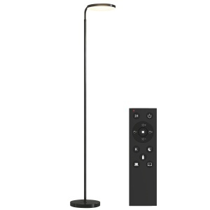 Lampă de Podea LED cu Cap Rotativ la 350° și Telecomandă Magnetică, Reglaj Continuu 3000K-6500K, Negru
