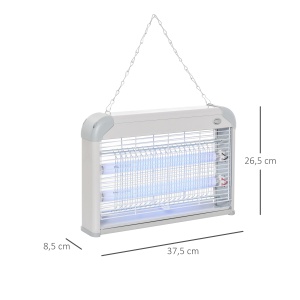 Lampa Electrica anti-țânțari 20W, 37.5x8.5x26.5cm, Gri/Alb - Img 4