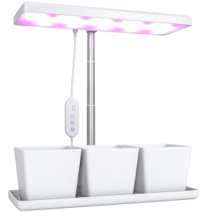 Lampă pentru Plante cu 30 de Lumini LED și 3 Vase 31.8x13.4x35.6 cm Alb - Img 1