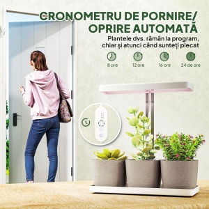Lampă pentru Plante cu 42 de Lumini LED și 3 Vase 45x18.8x47.8 cm Alb - Img 6