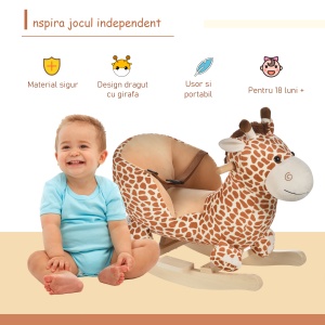 Leagan din lemn in forma de girafa, 60x33x45 cm - Img 4