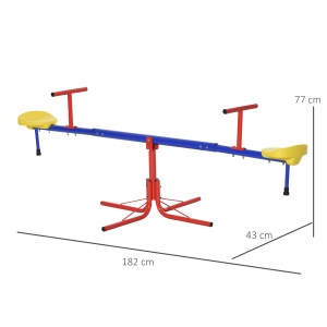 Leagan pentru Copii Dublu cu Balans Pivotant la 360° din Metal si PP - Img 3