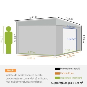 Magazie de Grădină cu Ușă Glisantă din Oțel Zincat Gri - Img 3