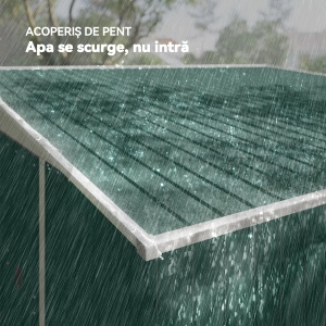 Magazie de Gradina cu Ușa Glisantă si Orificii de Aerisire, din Oțel Galvanizat, 345x280,5x169-201cm, Verde - Img 7