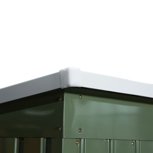 Magazie de gradina din otel cu acoperis inclinat, usa glisanta dubla si orificii de aerisire, 213x130x173 cm, verde - Img 8