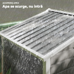 Magazie de Grădină din Tablă de Oțel cu 4 Orificii de Ventilație și 2 Uși Glisante, 213x120x194 cm, Gri Închis - Img 8
