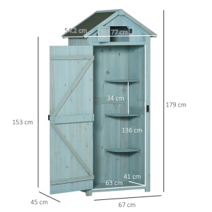 Magazie de Gradina pentru Scule din Lemn Impermeabila, 77x54,2x179cm,Albastru - Img 3
