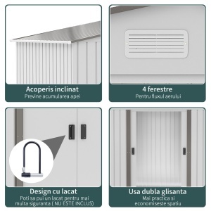 Magazie Gradina 277×195×192 cm – Otel & PP cu Usi Glisante Duble - Img 6