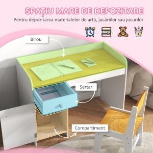 Masa de birou pentru copii cu scaun birou de scoala pentru copii din lemn sertar scaun asortat alb pentru scoala mobilier camera copilului birou pentru copii mici - Img 4