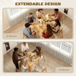 Masă de Dining Extensibilă pentru 4-6 Persoane din Lemn și Oțel, 140x80x77,5 cm, Culoare Lemn - Img 4