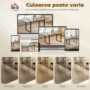 Masă de Dining Extensibilă pentru 6-8 Persoane cu Panouri Ascunse, Masă Extensibilă Dreptunghiulară cu Bază din Oțel, Stil Industrial, pentru Sufragerie, Culoare Lemn - Img 9
