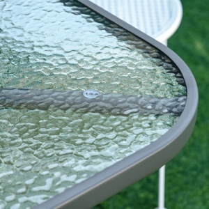 Masa de Exterior din Metal si Sticla Temperata cu Orificiu pentru Umbrela 140x80x70cm - Img 9