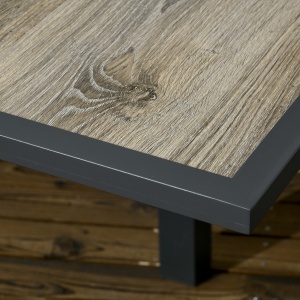 Masă de Grădină Extensibilă 80/160x80x75 cm, Masă de Dining pentru 6 Persoane Dreptunghiulară din Aluminiu cu Blat din Plastic, pentru Terasă, Balcon și Exterior, Bej - Img 9