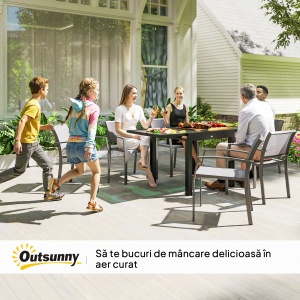 Masă de Grădină Extensibilă cu Blat din Sticlă 80-160x80x75 cm Negru - Img 9