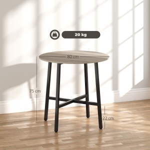 Masă de Prânz Rotundă în Stil Industrial pentru 2 Persoane cu Bază Încrucișată, Masă de Bucătărie din Lemn și Oțel, Ø80x75 cm, Negru și Culoare Lemn - Img 3